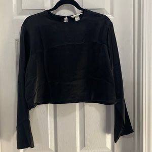 H&M Black Crop Long Sleeve Blouse Medium